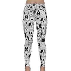 Seamless-pattern-with-black-white-doodle-dogs Lightweight Velour Classic Yoga Leggings by Salman4z