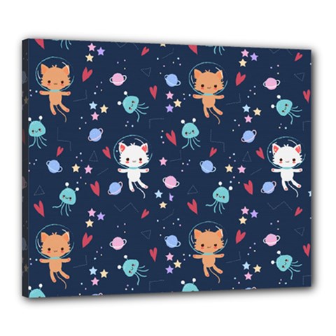 Cute-astronaut-cat-with-star-galaxy-elements-seamless-pattern Canvas 24  X 20  (stretched) by Salman4z
