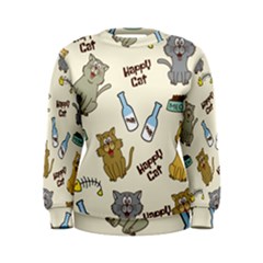 Happy-cats-pattern-background Women s Sweatshirt by Salman4z