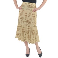 Ice-cream-vintage-pattern Midi Mermaid Skirt by Salman4z