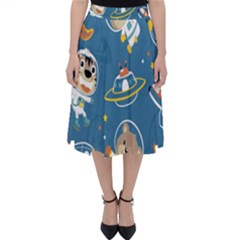 Seamless-pattern-funny-astronaut-outer-space-transportation Classic Midi Skirt by Salman4z
