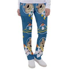 Seamless-pattern-funny-astronaut-outer-space-transportation Women s Casual Pants by Salman4z