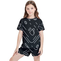Coffee-background Kids  Tee And Sports Shorts Set by Salman4z