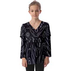 Coffee-background Kids  V Neck Casual Top by Salman4z
