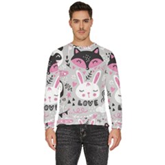 Big-set-with-cute-cartoon-animals-bear-panda-bunny-penguin-cat-fox Men s Fleece Sweatshirt by Salman4z