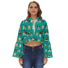 Different-type-vector-cartoon-dog-faces Boho Long Bell Sleeve Top by Salman4z