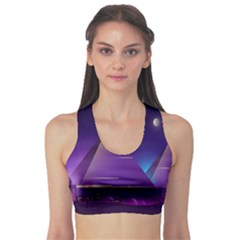 Egyptian-pyramids-night-landscape-cartoon Sports Bra by Salman4z