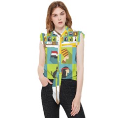 Egypt-travel-items-icons-set-flat-style Frill Detail Shirt by Salman4z