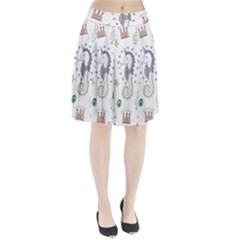 Seamless-pattern-cute-unicorn-cartoon-hand-drawn Pleated Skirt by Salman4z