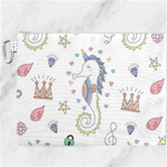 Seamless-pattern-cute-unicorn-cartoon-hand-drawn Canvas Cosmetic Bag (xxxl) by Salman4z