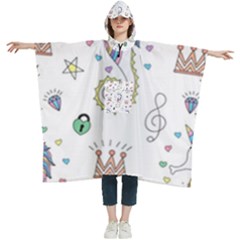 Seamless-pattern-cute-unicorn-cartoon-hand-drawn Women s Hooded Rain Ponchos by Salman4z