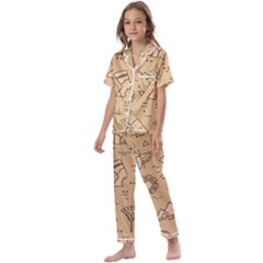Egyptian-seamless-pattern-symbols-landmarks-signs-egypt Kids  Satin Short Sleeve Pajamas Set by Salman4z
