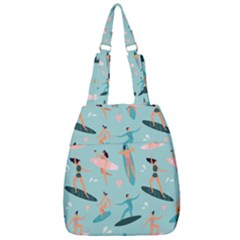 Beach-surfing-surfers-with-surfboards-surfer-rides-wave-summer-outdoors-surfboards-seamless-pattern- Center Zip Backpack by Salman4z