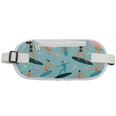 Beach-surfing-surfers-with-surfboards-surfer-rides-wave-summer-outdoors-surfboards-seamless-pattern- Rounded Waist Pouch by Salman4z