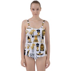 Egypt-symbols-decorative-icons-set Twist Front Tankini Set by Salman4z
