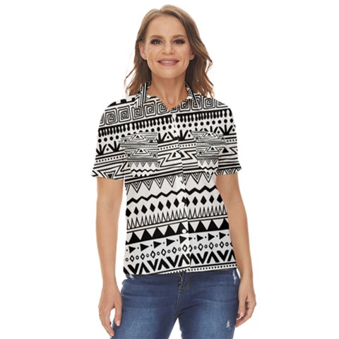Boho-style-pattern Women s Short Sleeve Double Pocket Shirt by Salman4z