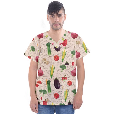 Vegetables Men s V-neck Scrub Top by SychEva
