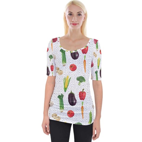 Vegetable Wide Neckline Tee by SychEva