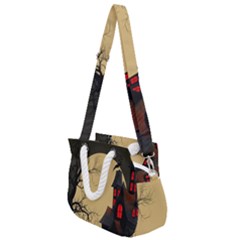 Halloween Moon Haunted House Full Moon Dead Tree Rope Handles Shoulder Strap Bag by Ravend