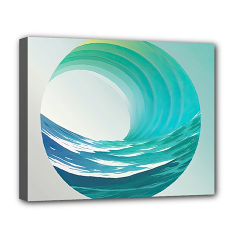 Tsunami Tidal Wave Wave Minimalist Ocean Sea Deluxe Canvas 20  X 16  (stretched) by Ravend