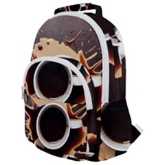 Coffee Cafe Espresso Drink Beverage Rounded Multi Pocket Backpack by Ravend