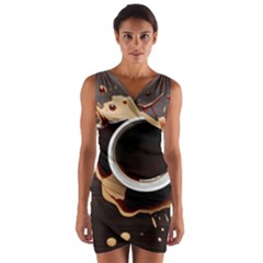 Coffee Cafe Espresso Drink Beverage Wrap Front Bodycon Dress by Ravend