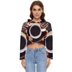 Coffee Cafe Espresso Drink Beverage Women s Lightweight Cropped Hoodie by Ravend