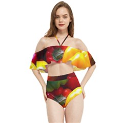 Colorful Capsicum Halter Flowy Bikini Set  by Sparkle