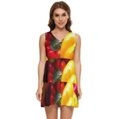 Colorful Capsicum Tiered Sleeveless Mini Dress by Sparkle
