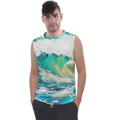 Waves Ocean Sea Tsunami Nautical Painting Men s Regular Tank Top by Ravend