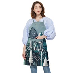 Forest Papercraft Trees Background Pocket Apron by Ravend