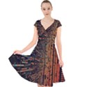 Data Abstract Abstract Background Background Cap Sleeve Front Wrap Midi Dress View1