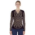 Hamsa-hand-drawn-symbol-with-flower-decorative-pattern V-Neck Long Sleeve Top View1