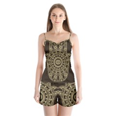 Hamsa-hand-drawn-symbol-with-flower-decorative-pattern Satin Pajamas Set by Salman4z
