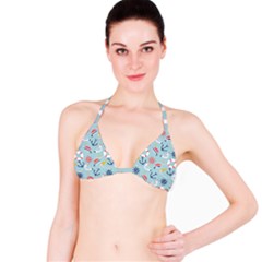 Nautical-marine-symbols-seamless-pattern Bikini Top by Salman4z