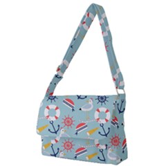 Nautical-marine-symbols-seamless-pattern Full Print Messenger Bag (l) by Salman4z