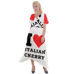 I Love Italian Cherry Cross Front Sharkbite Hem Maxi Dress by ilovewhateva