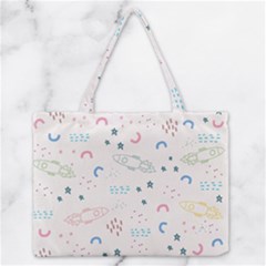 Spaceship Pattern Star Zipper Medium Tote Bag by danenraven