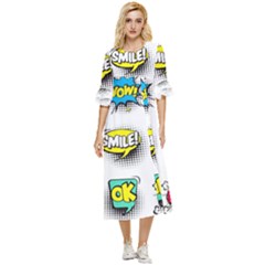Set-colorful-comic-speech-bubbles Double Cuff Midi Dress by Salman4z