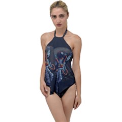 Illustration-drunk-astronaut Go With The Flow One Piece Swimsuit by Salman4z