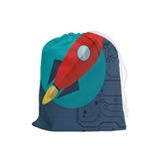 Rocket-with-science-related-icons-image Drawstring Pouch (large) by Salman4z