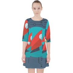 Rocket-with-science-related-icons-image Quarter Sleeve Pocket Dress by Salman4z