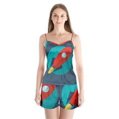 Rocket-with-science-related-icons-image Satin Pajamas Set by Salman4z