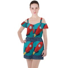Rocket-with-science-related-icons-image Ruffle Cut Out Chiffon Playsuit by Salman4z