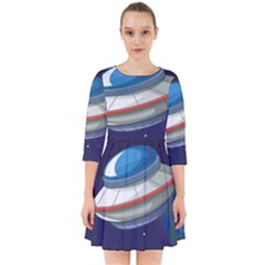 Ufo-alien-spaceship-galaxy Smock Dress by Salman4z