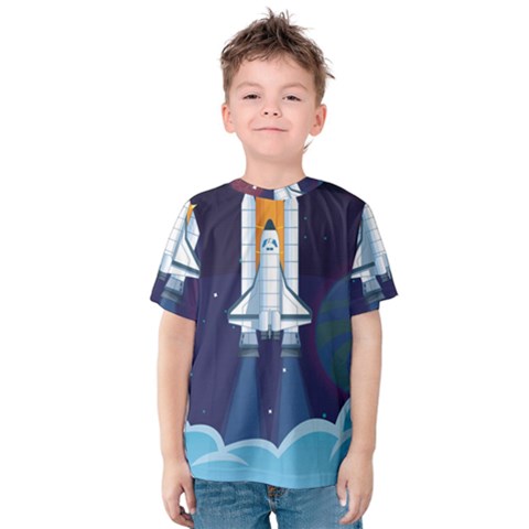 Spaceship-milkyway-galaxy Kids  Cotton Tee by Salman4z