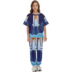Spaceship-milkyway-galaxy Kids  Tee And Pants Sports Set by Salman4z