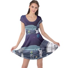 Alien-astronaut-scene Cap Sleeve Dress by Salman4z
