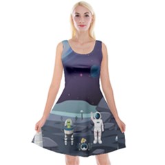 Alien-astronaut-scene Reversible Velvet Sleeveless Dress by Salman4z