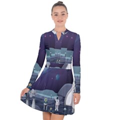 Alien-astronaut-scene Long Sleeve Panel Dress by Salman4z